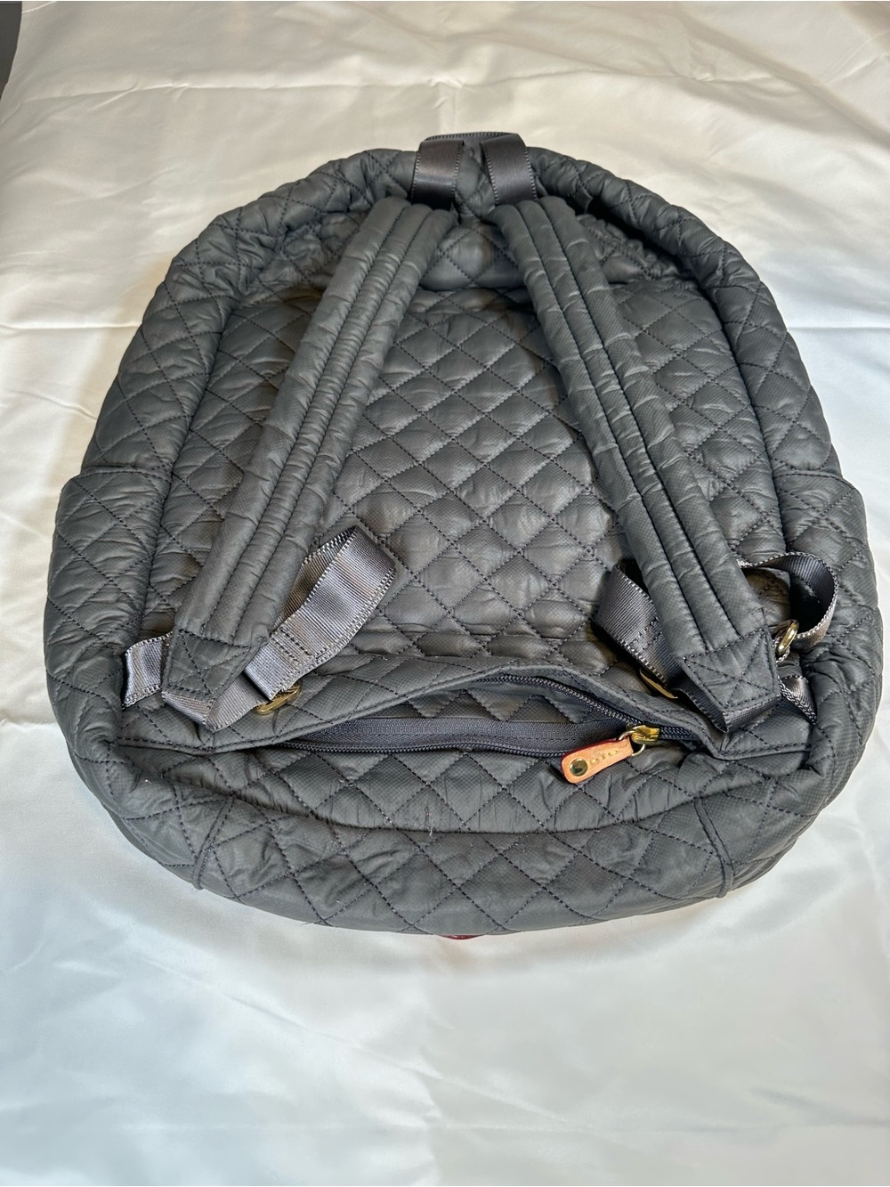 MZ Wallace Quilted  Backpack in Charcoal with luggage sleeve used once - Picture 2 of 3